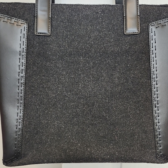 DKNYC Black Structured Tote Bag with Wool Inserts - Picture 3 of 13